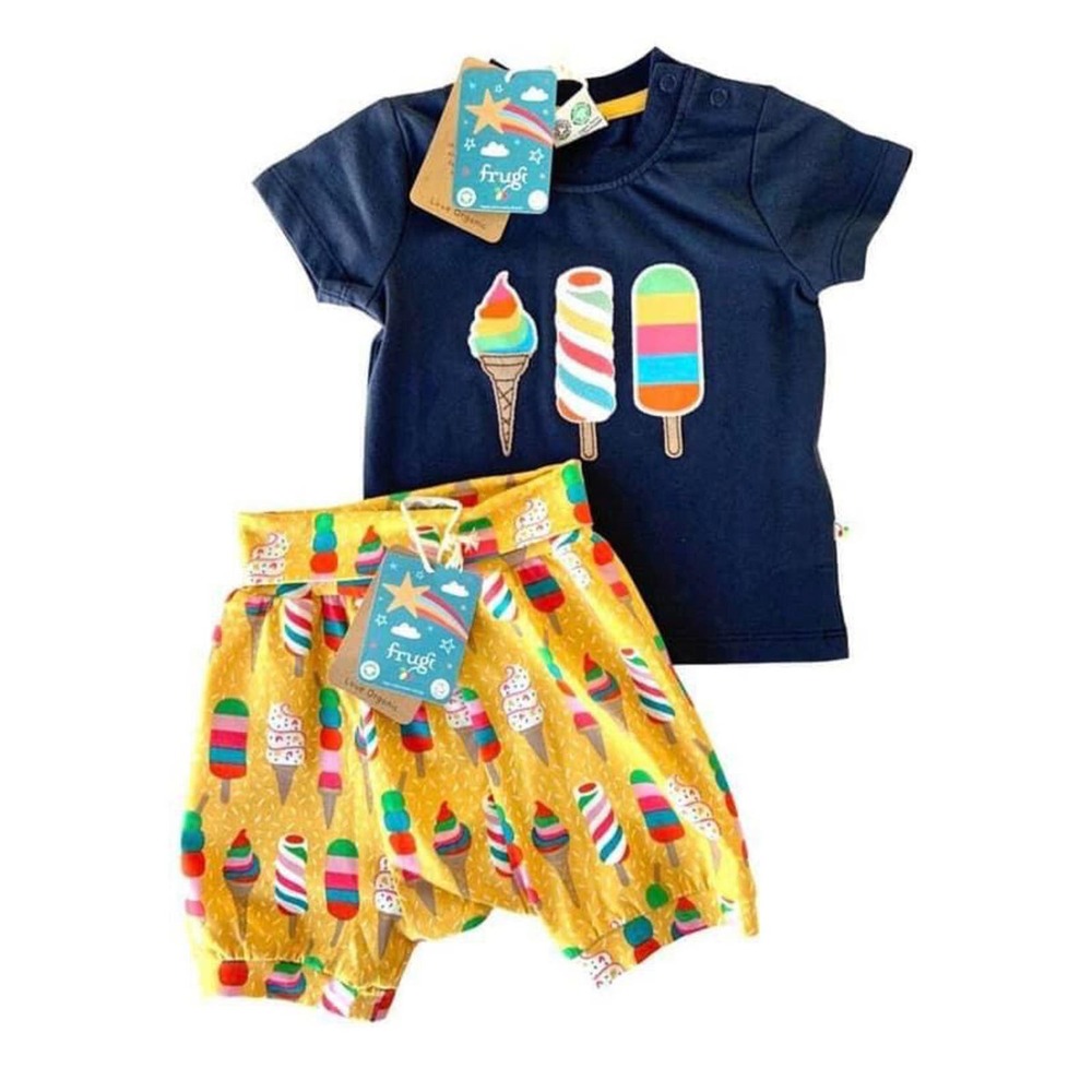 NWT Frugi 🌈 Organic Clothing Kai Appliqué Shirt & Short Set